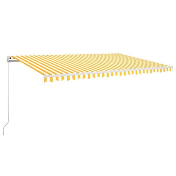 vidaXL Automatisk markise med vindsensor og LED 500x300 cm gul/hvit