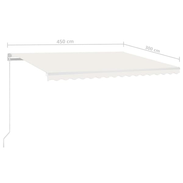 vidaXL Automatisk markise med vindsensor og LED 450x300 cm kremhvit