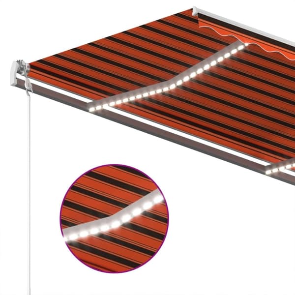 vidaXL Automatisk markise med vindsensor og LED 400x300cm oransje/brun
