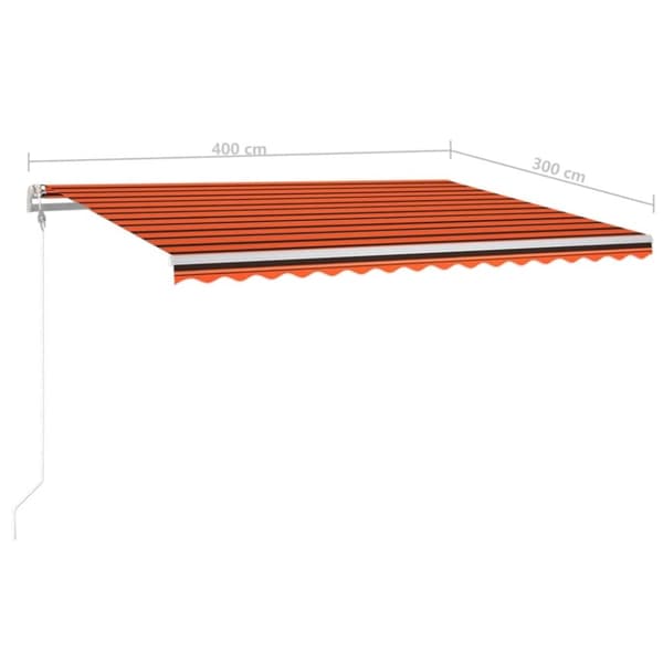 vidaXL Automatisk markise med vindsensor og LED 400x300cm oransje/brun