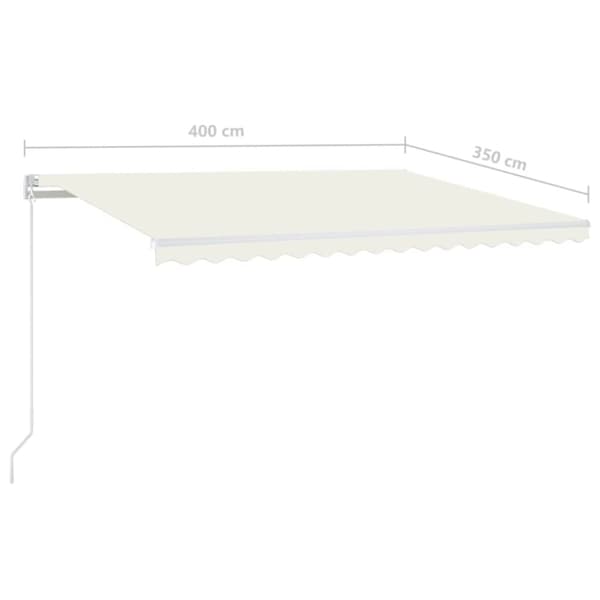 vidaXL Manuell uttrekkbar markise med LED 400x350 cm kremhvit