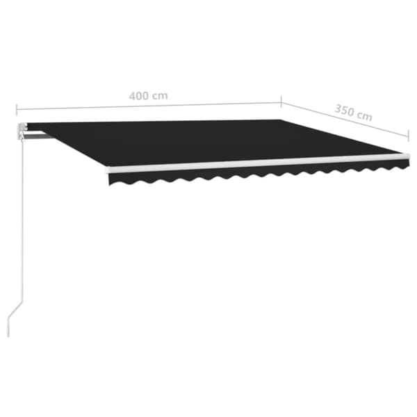 vidaXL Markis manuellt infällbar med LED 400x350 cm antracit