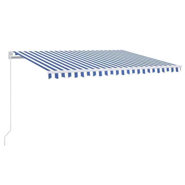 vidaXL Markis manuellt infällbar med LED 400x300 cm blå och vit