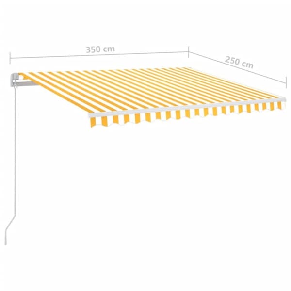 vidaXL Markis manuellt infällbar med LED 350x250 cm gul och vit