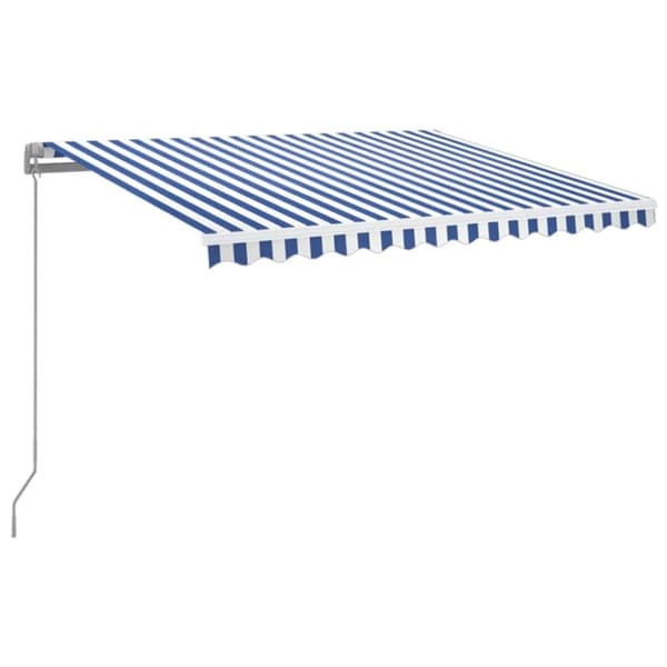 vidaXL Markis manuellt infällbar med LED 350x250 cm blå och vit