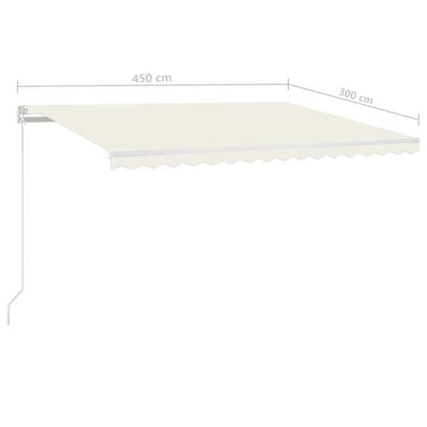 vidaXL Markis manuellt infällbar 450x300 cm gräddvit