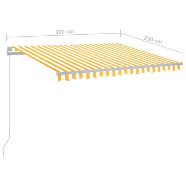 vidaXL Sisäänkelattava markiisi LEDillä 300x250cm keltavalkoinen