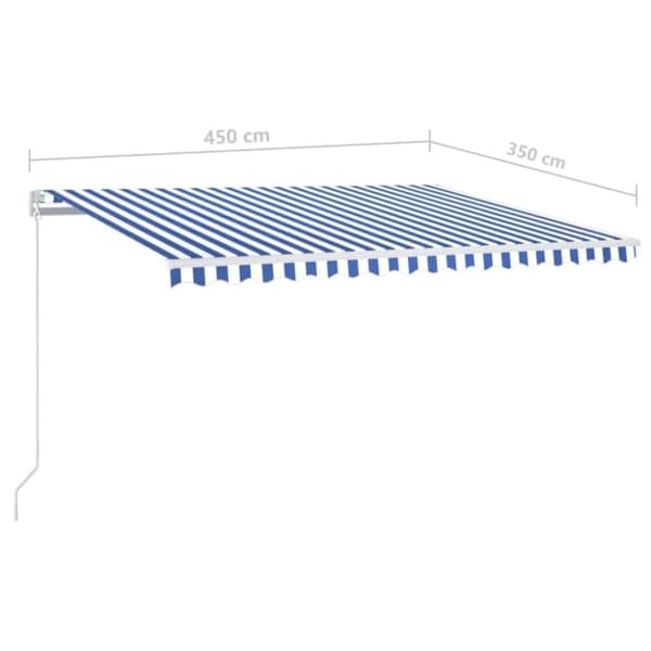 vidaXL Markis manuellt infällbar 450x350 cm blå och vit