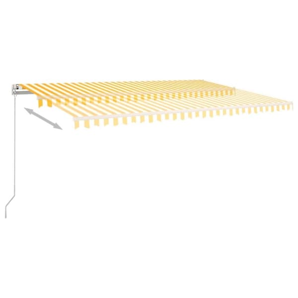 vidaXL Manuell uttrekkbar markise med LED 500x350 cm gul og hvit