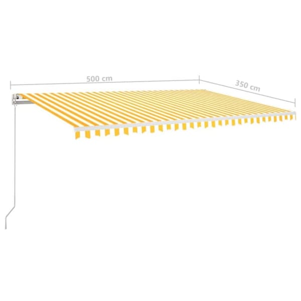 vidaXL Manuell uttrekkbar markise med LED 500x350 cm gul og hvit