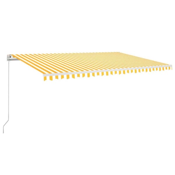vidaXL Manuell uttrekkbar markise med LED 500x350 cm gul og hvit