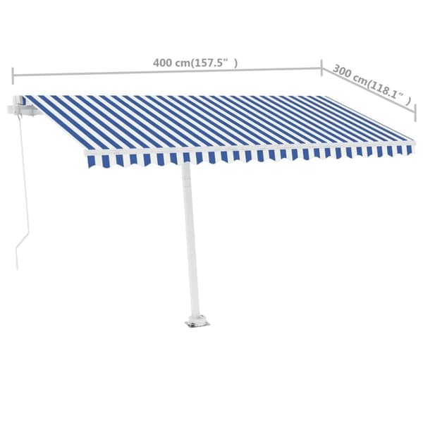 vidaXL Vapaasti seisova sisäänkelattava markiisi 400x300 cm sin./valk.