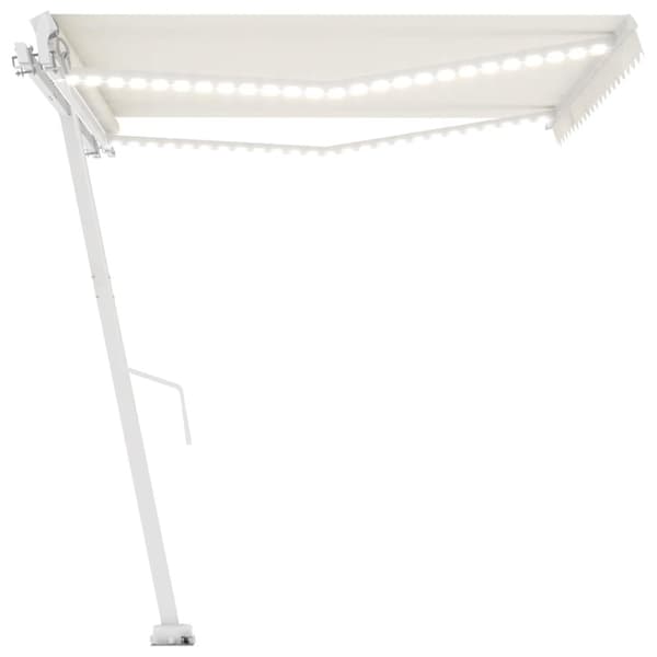vidaXL Manuell uttrekkbar markise med LED 400x300 cm kremhvit
