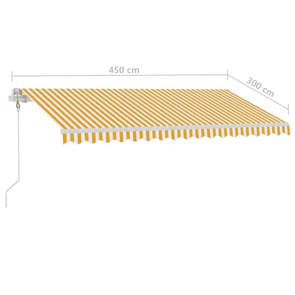 vidaXL Automatisk markise med vindsensor og LED 450x300 cm gul og hvit