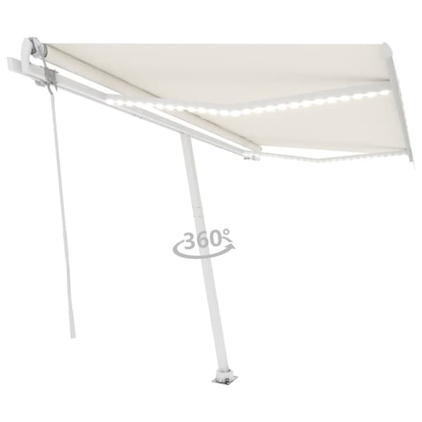 vidaXL Automatisk markise med vindsensor og LED 400x300 cm kremhvit