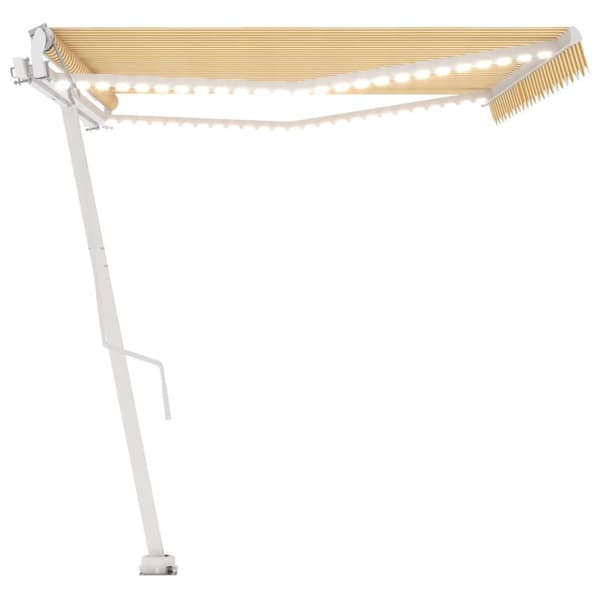 vidaXL Automatisk markise med vindsensor og LED 500x350 cm gul/hvit