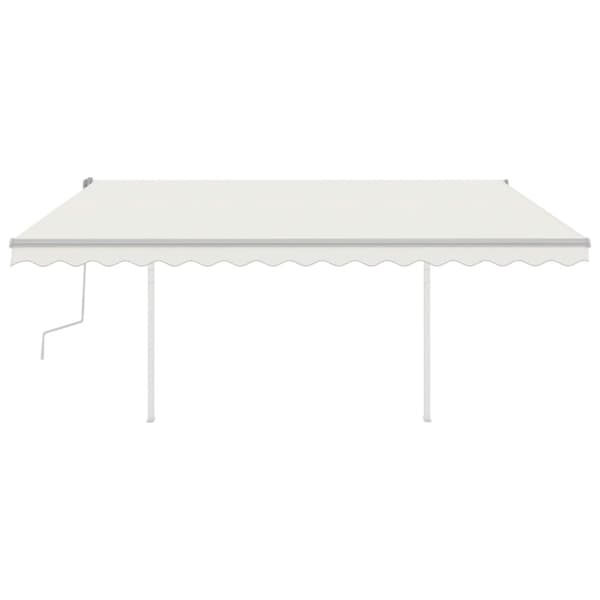 vidaXL Manuell uttrekkbar markise med LED 4,5x3,5 m kremhvit