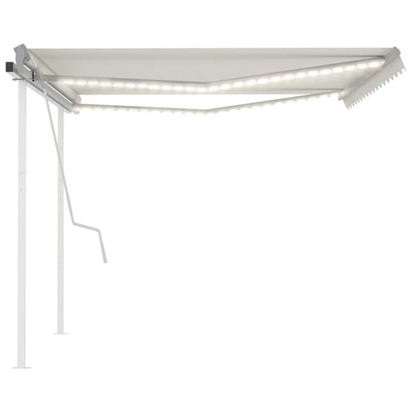 vidaXL Manuell uttrekkbar markise med LED 4,5x3,5 m kremhvit