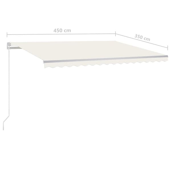 vidaXL Manuell uttrekkbar markise med LED 4,5x3,5 m kremhvit