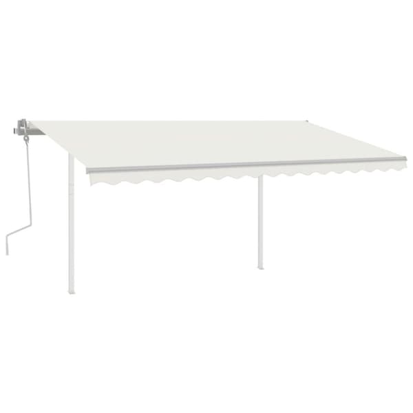 vidaXL Manuell uttrekkbar markise med LED 4,5x3,5 m kremhvit