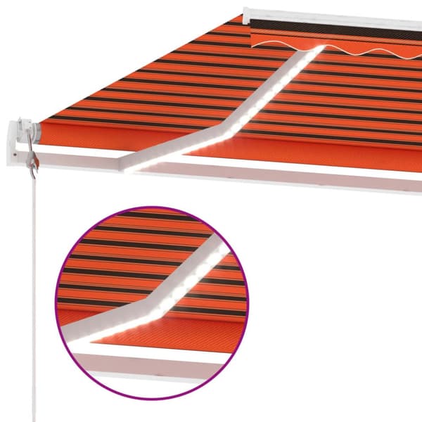 vidaXL Automatisk markise med vindsensor og LED 450x300cm oransje brun