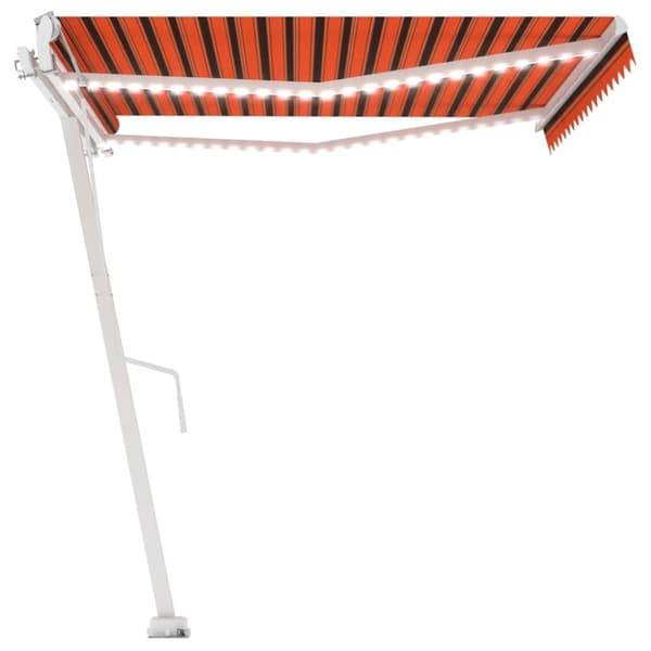 vidaXL Automatisk markise med vindsensor og LED 450x300cm oransje brun