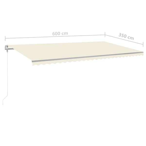 vidaXL Manuell uttrekkbar markise med stolper 6x3,5 m kremhvit