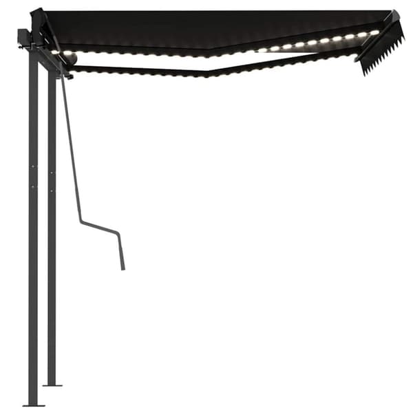 vidaXL Manuell uttrekkbar markise med LED 3,5x2,5 m antrasitt