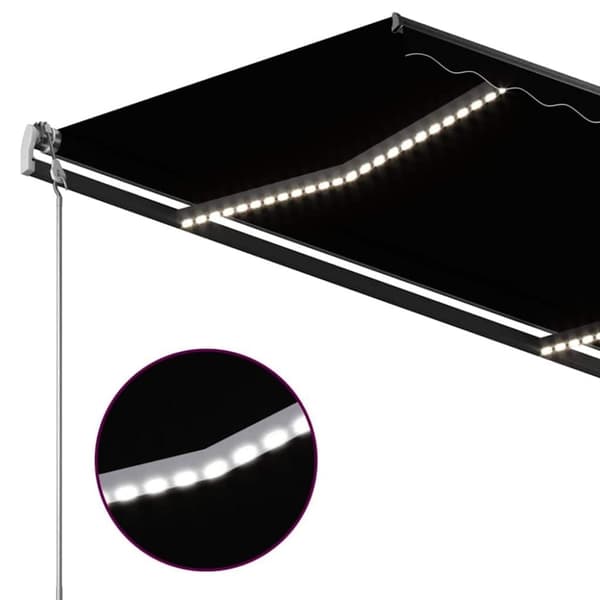 vidaXL Manuell uttrekkbar markise med LED 3,5x2,5 m antrasitt