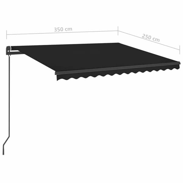 vidaXL Manuell uttrekkbar markise med LED 3,5x2,5 m antrasitt
