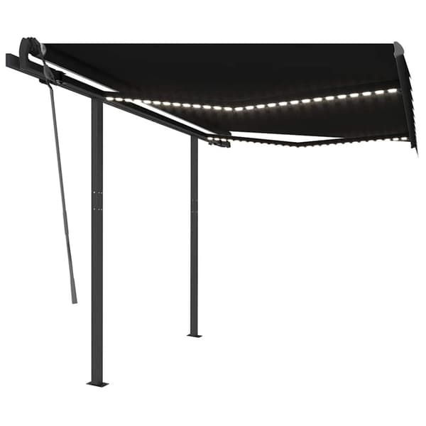 vidaXL Manuell uttrekkbar markise med LED 3,5x2,5 m antrasitt