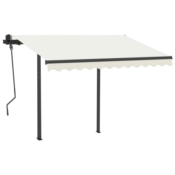 vidaXL Manuell uttrekkbar markise med LED 3,5x2,5 m kremhvit