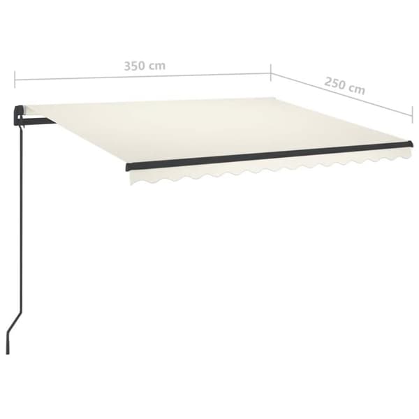 vidaXL Manuell uttrekkbar markise med LED 3,5x2,5 m kremhvit