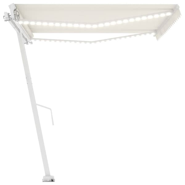 vidaXL Manuell uttrekkbar markise med LED 450x300 cm kremhvit