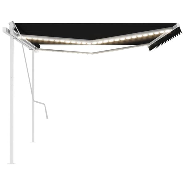 vidaXL Manuell uttrekkbar markise med LED 5x3,5 m antrasitt