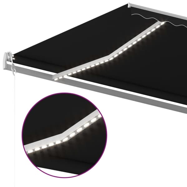 vidaXL Manuell uttrekkbar markise med LED 5x3,5 m antrasitt
