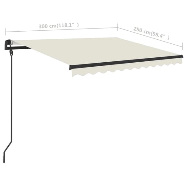 vidaXL Manuell uttrekkbar markise 3x2,5 m kremhvit