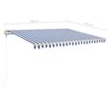 Miniatyrbild 10 av 11: vidaXL Markis med stolpar manuellt infällbar 4,5x3,5 m blå och vit
