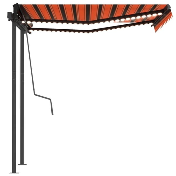 vidaXL Automatisk markis med vindsensor & LED 3x2,5 m orange/brun