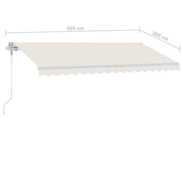 vidaXL Automatisk markise med vindsensor og LED 450x300 cm kremhvit