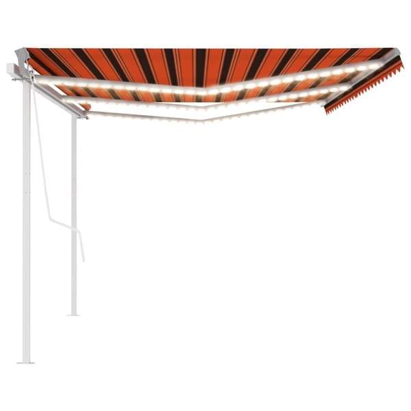 vidaXL Automatisk markis med vindsensor & LED 6x3 m orange/brun