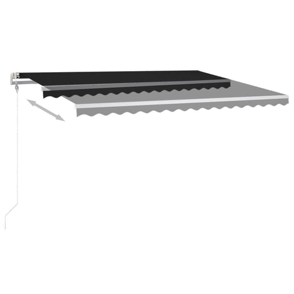 vidaXL Markis manuellt infällbar med LED 4,5x3,5 m antracit