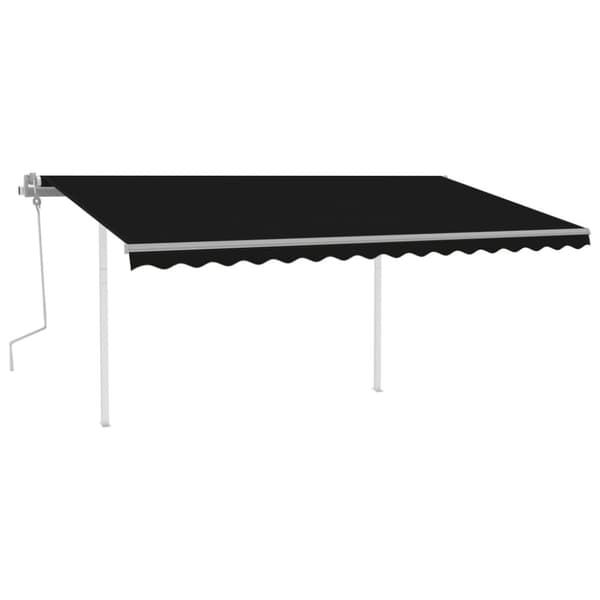 vidaXL Markis manuellt infällbar med LED 4,5x3,5 m antracit