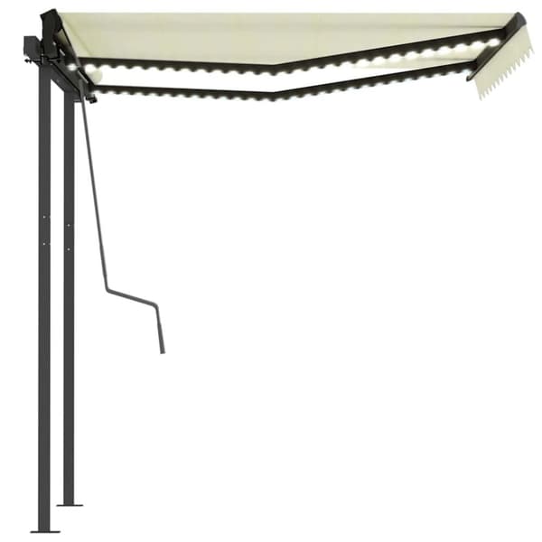 vidaXL Manuell uttrekkbar markise med LED 3x2,5 m kremhvit