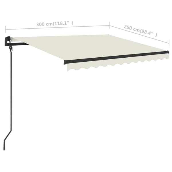 vidaXL Manuell uttrekkbar markise med LED 3x2,5 m kremhvit