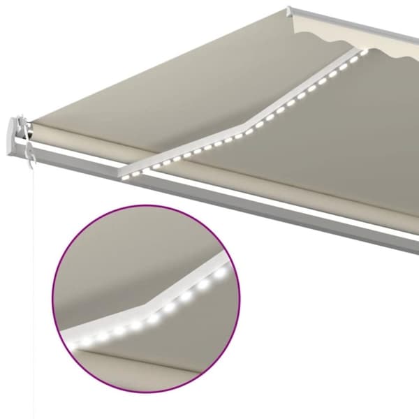 vidaXL Automatisk markise med vindsensor og LED 600x300 cm kremhvit