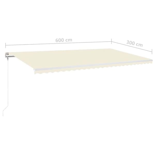 vidaXL Automatisk markise med vindsensor og LED 600x300 cm kremhvit