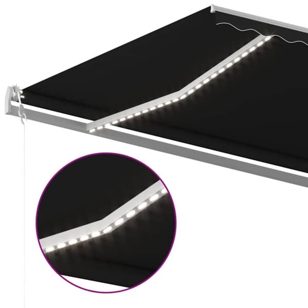 vidaXL Automatisk markise med vindsensor og LED 600x300 cm antrasitt