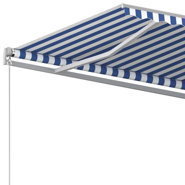 vidaXL Automatisk uttrekkbar markise med stolper 5x3,5 m blå og hvit