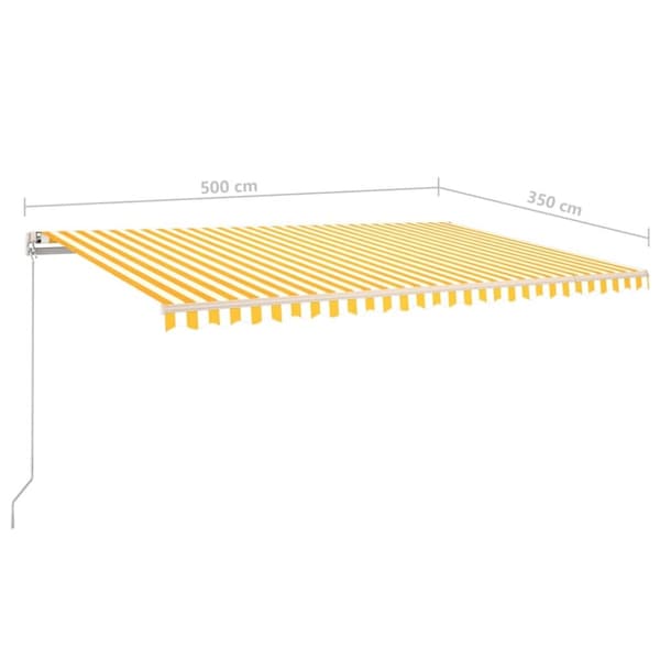 vidaXL Manuell uttrekkbar markise med LED 5x3,5 m gul og hvit